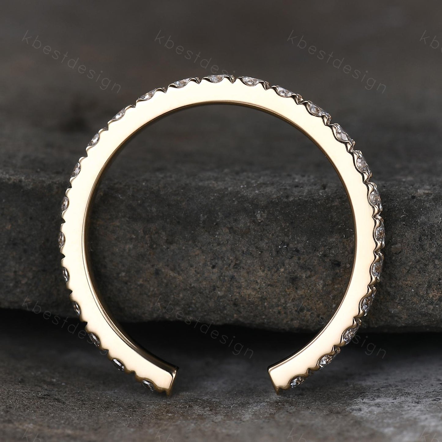 Open Gap Band 2mm Moissanite Wedding Band Eternity Stacking Band Colorless Moissanite Ring Women Matching Band Promise Anniversary Ring