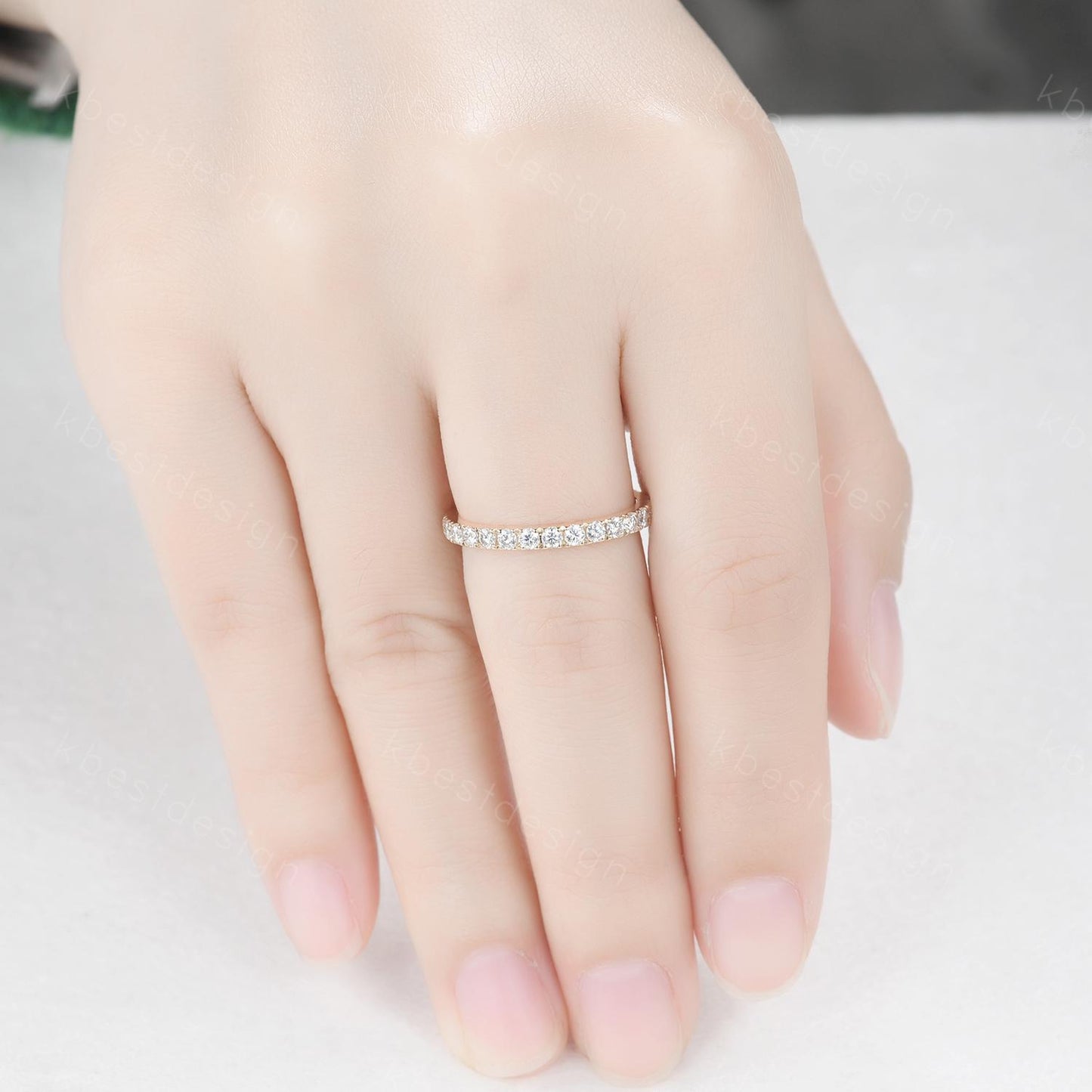 Open Gap Band 2mm Moissanite Wedding Band Eternity Stacking Band Colorless Moissanite Ring Women Matching Band Promise Anniversary Ring