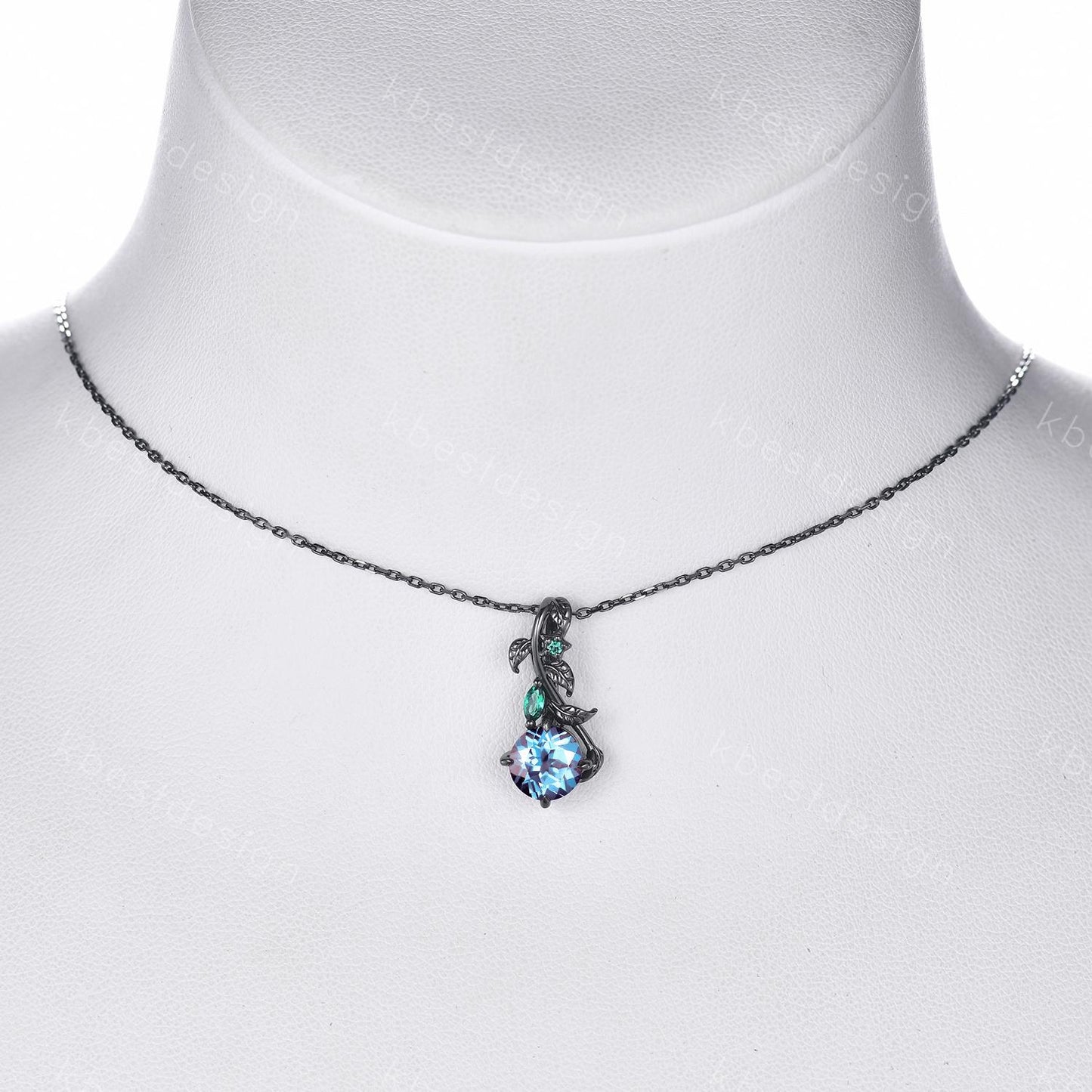 Gothic alexandrite necklace women black gold pendant necklace oval cut pendant art deco alexandrite necklace anniversary gift for her