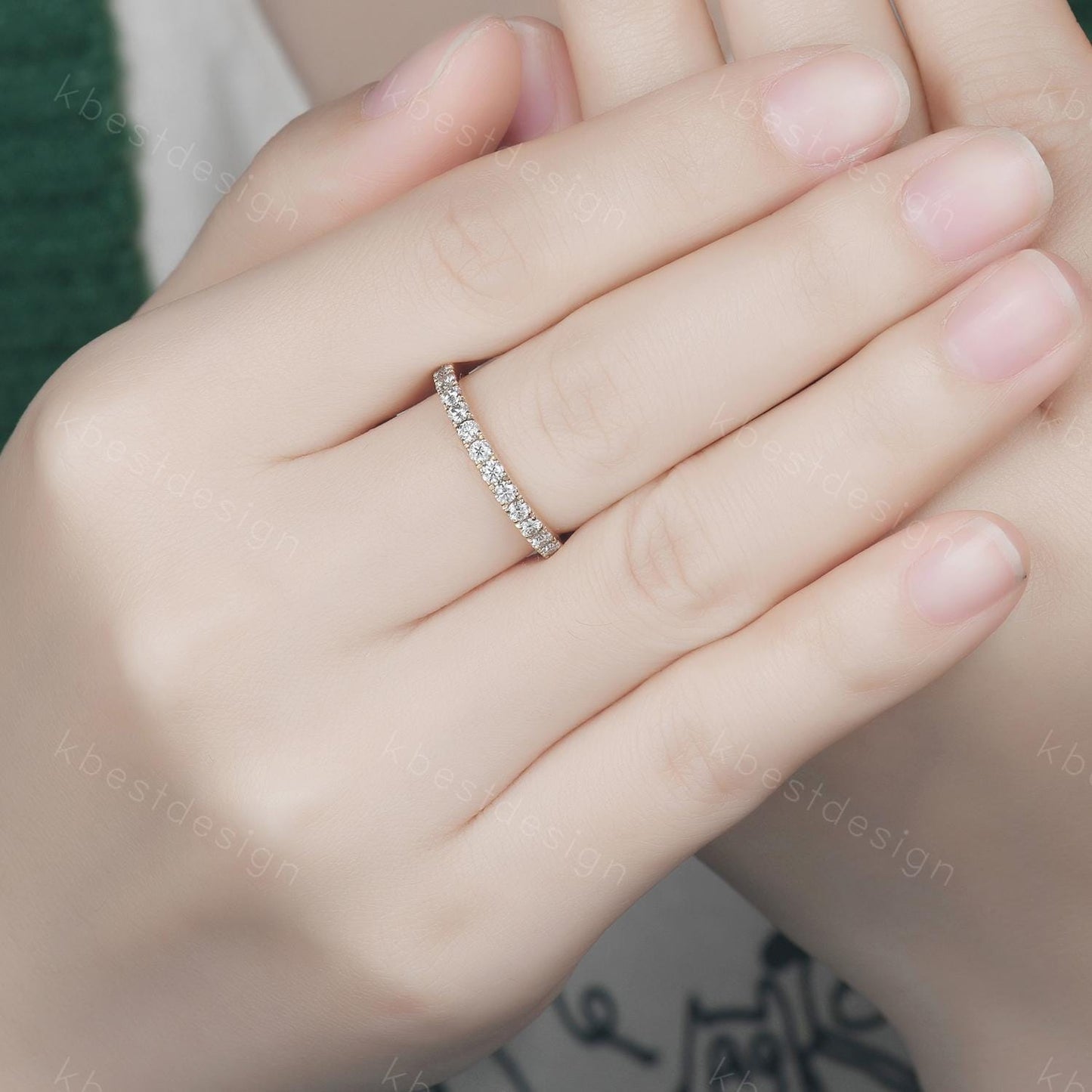 Open Gap Band 2mm Moissanite Wedding Band Eternity Stacking Band Colorless Moissanite Ring Women Matching Band Promise Anniversary Ring