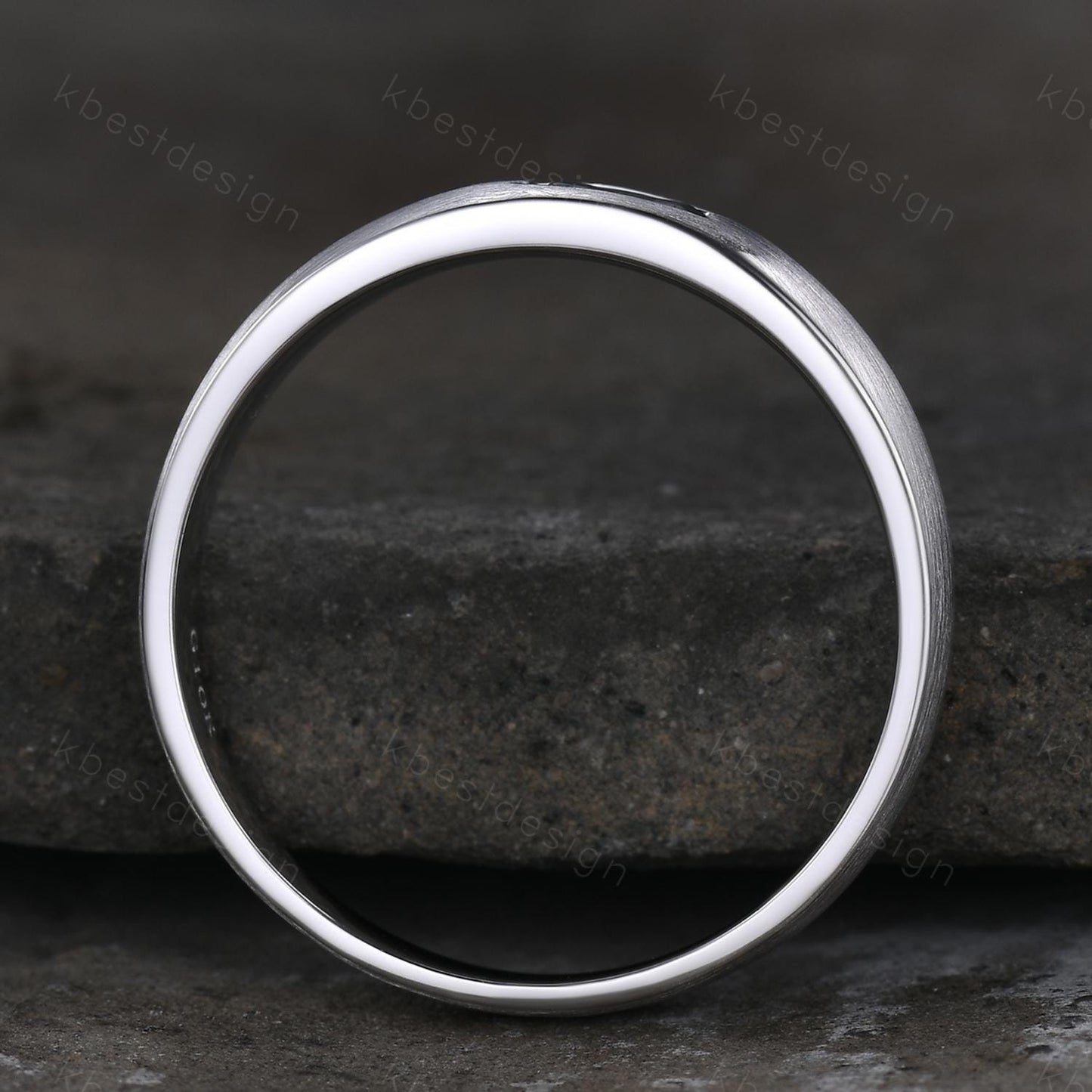 Mens Moss agate Wedding Band Baguette Cut Green Agate Band 5mm White Gold Men's Stacking Matching Band Brush Finished Band Gift for Him