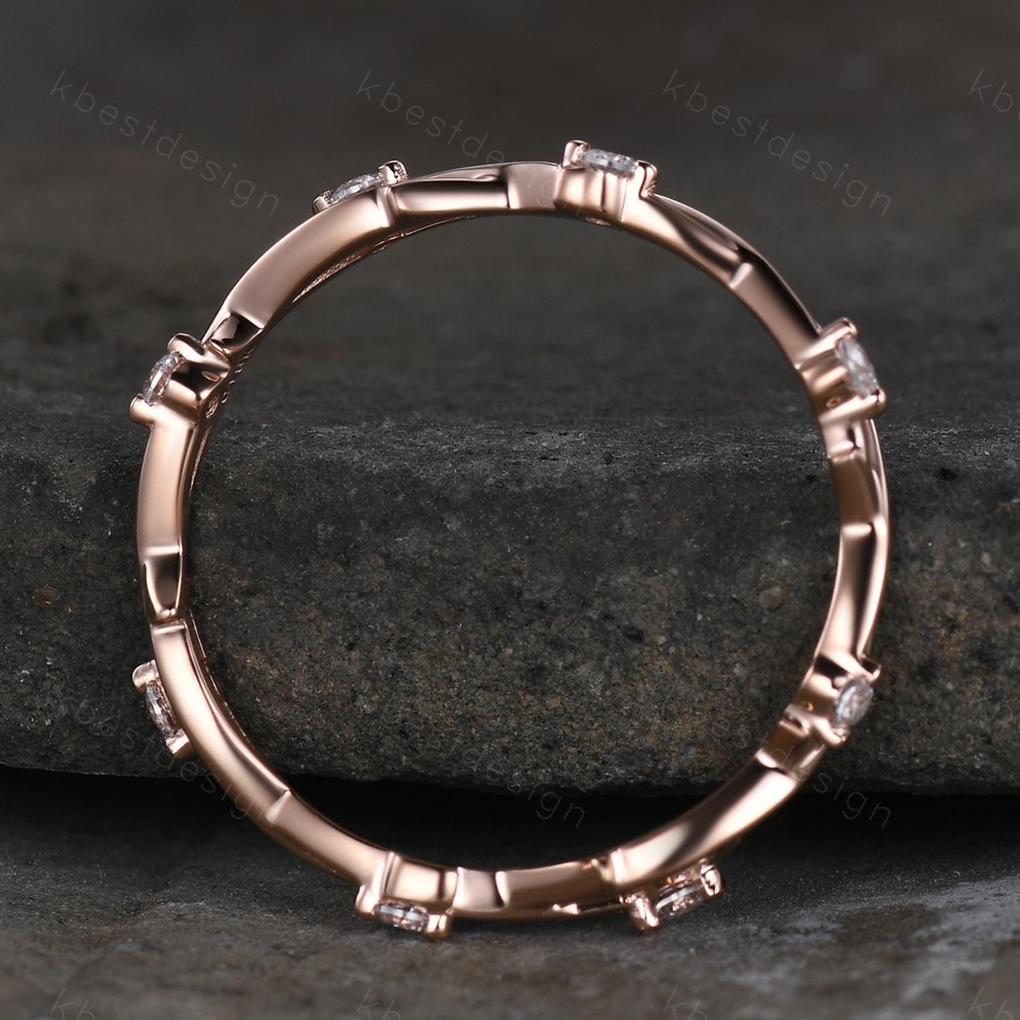 Twig moissanite wedding band rose gold art deco wedding ring for women twisted eternity stacking band unique branch ring anniversary gift