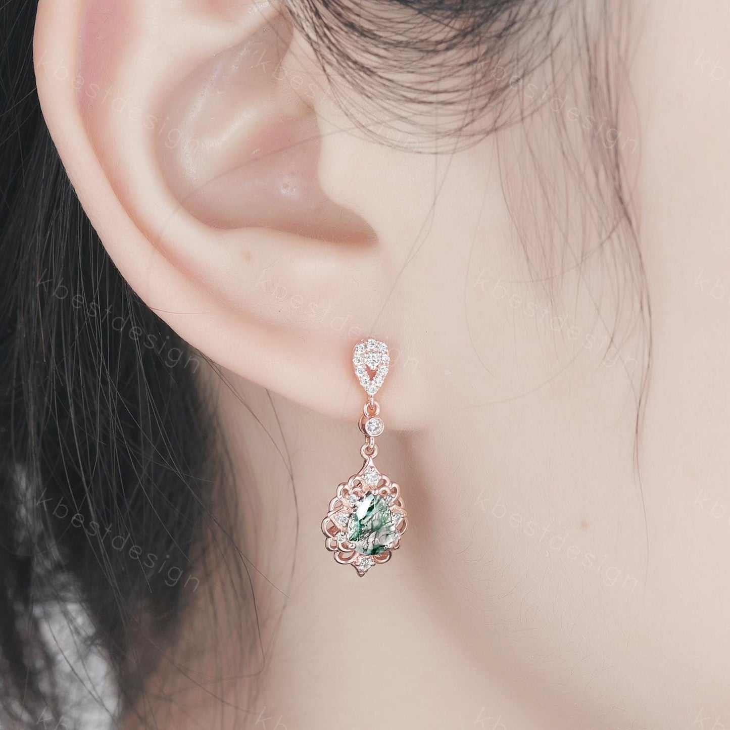 Antique Moss Agate Drop Earrings, Natural Moss Agate Dangle Earrings, Celestial Jewelry, Best Friend Gift, Unique Bridal Jewelry
