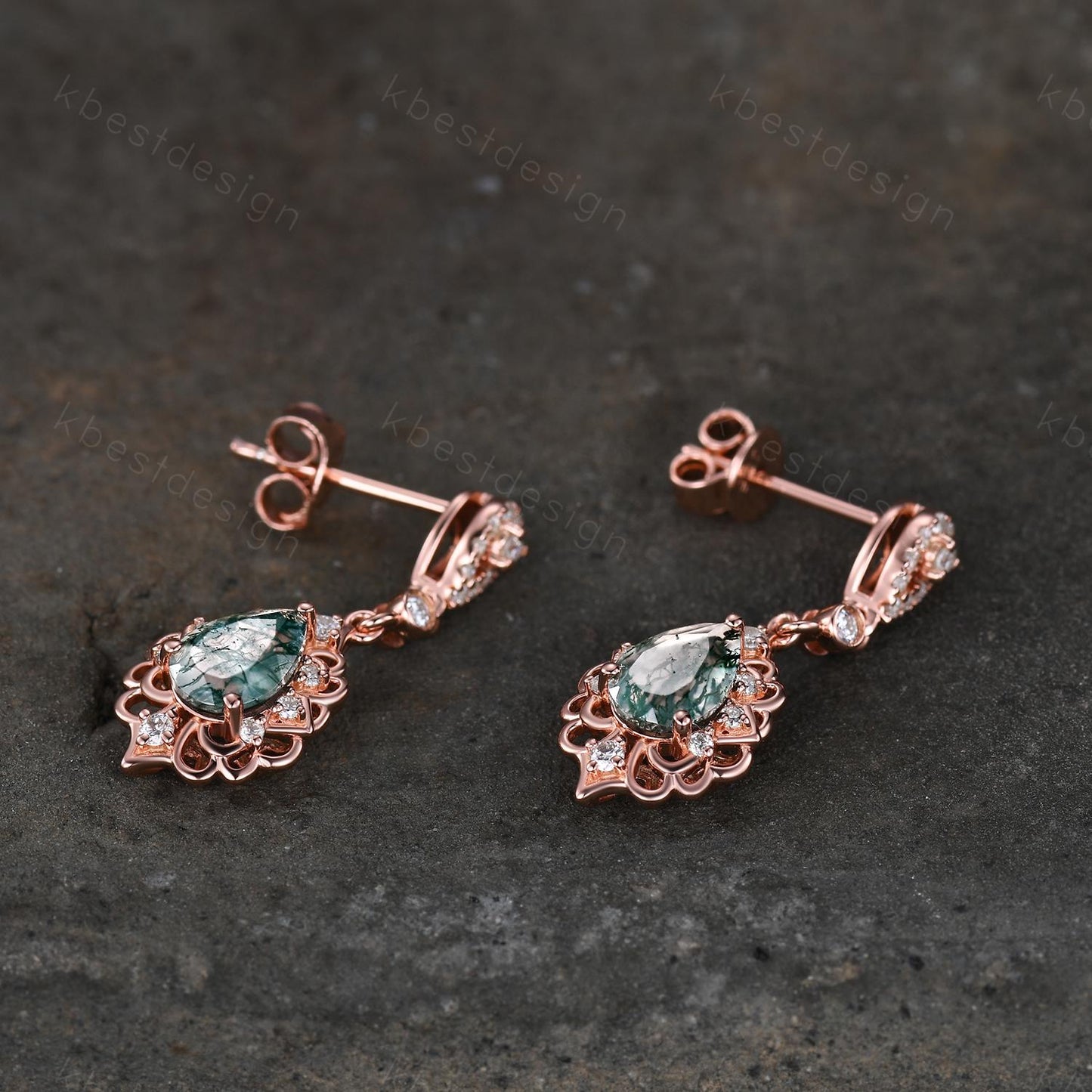 Antique Moss Agate Drop Earrings, Natural Moss Agate Dangle Earrings, Celestial Jewelry, Best Friend Gift, Unique Bridal Jewelry