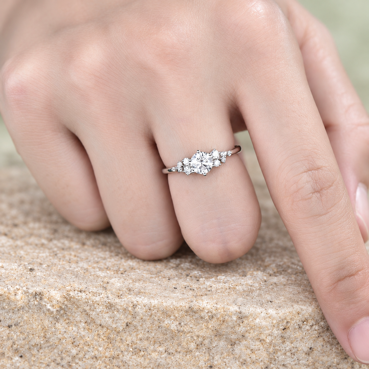 Round Moissanite Snowdrift Engagement Ring — detail 2
