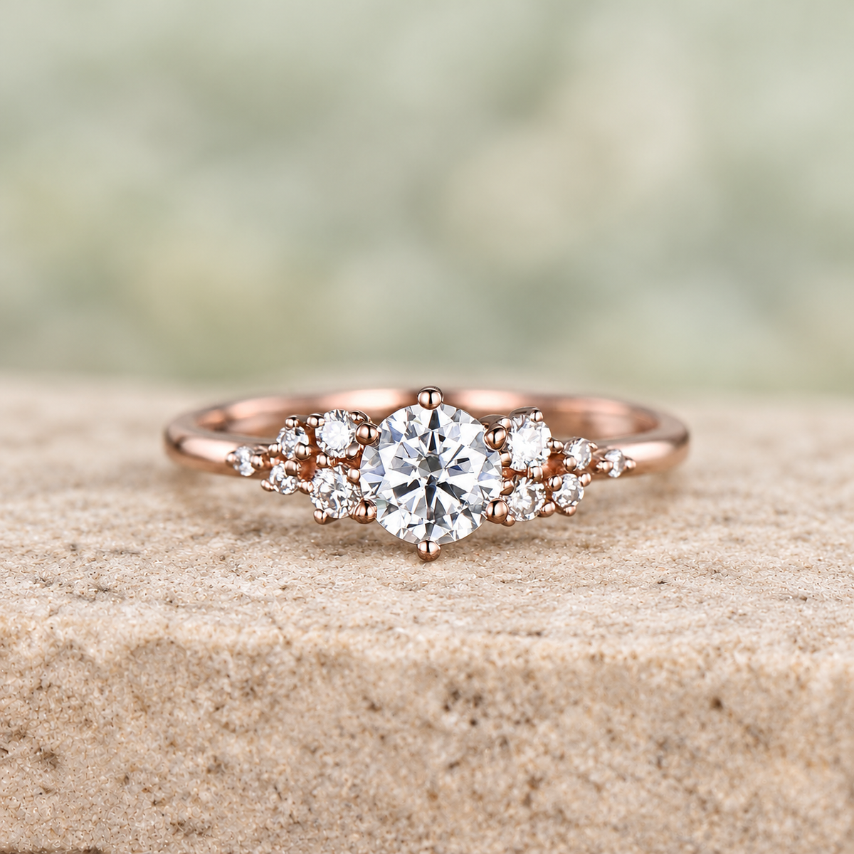 Round Moissanite Snowdrift Engagement Ring — detail 3