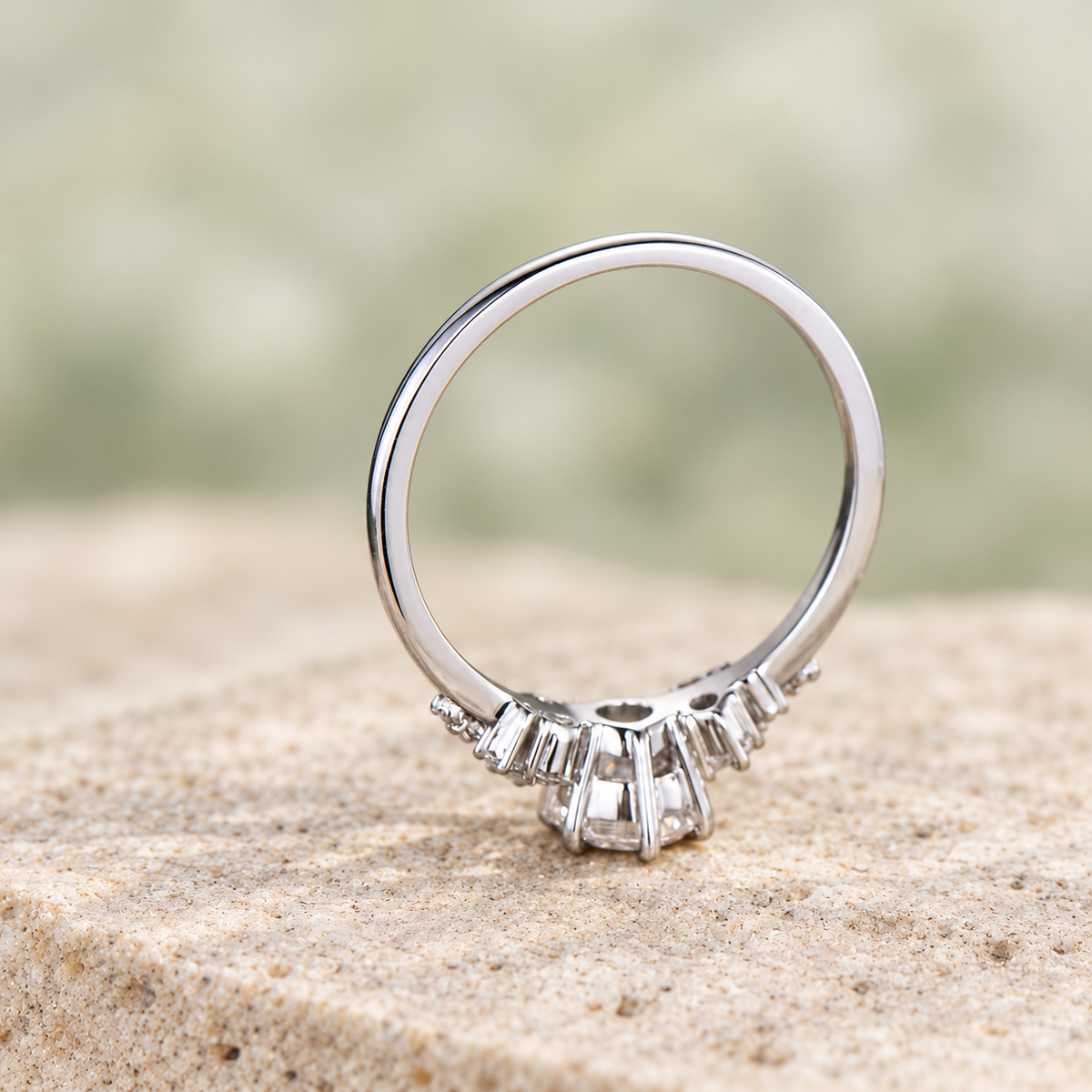 Round Moissanite Snowdrift Engagement Ring — detail 4