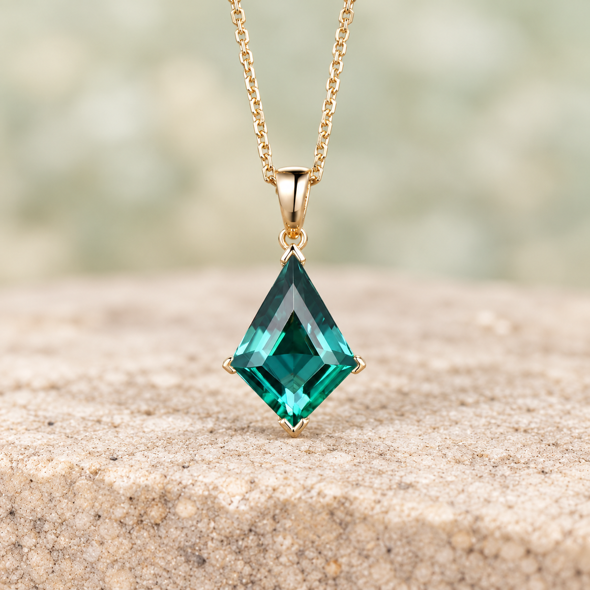 HERRINA Kite Emerald Pendant Necklace, view 1