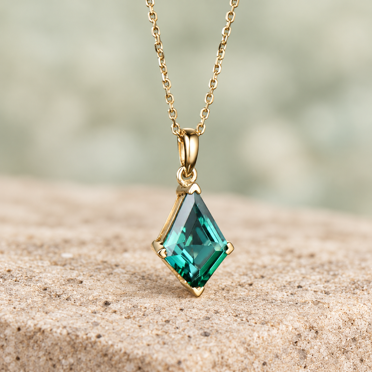 HERRINA Kite Emerald Pendant Necklace, view 3