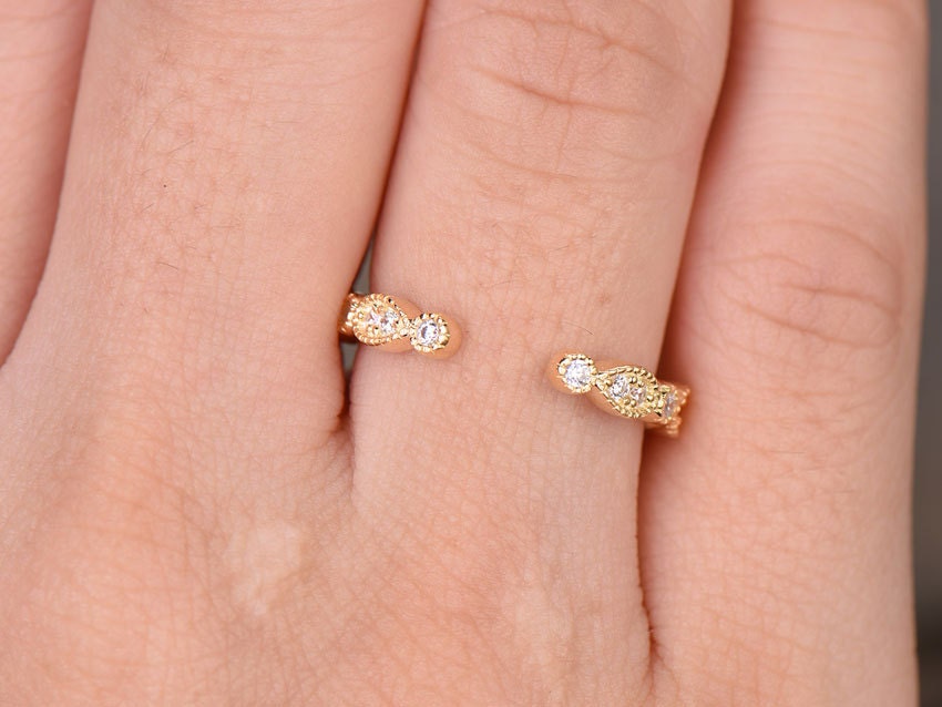 Sterling silver ring for women/Cubic Zirconia wedding band/CZ wedding ring/stackable ring/Matching band/Xmas gift/Can custom design gap