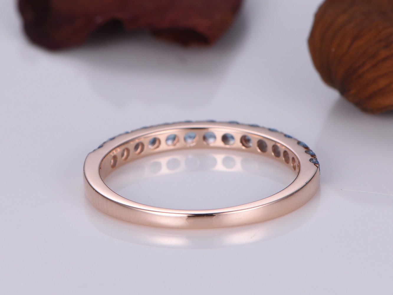 Topaz ring topaz wedding band natural blue gem stone ring engagement ring 14k rose gold stacking ring matching band bridal ring promise ring