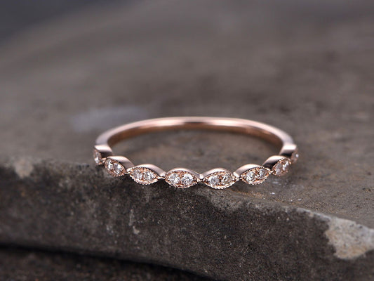 Sterling silver ring for women/Cubic Zirconia wedding band/CZ wedding ring/stackable ring/Matching band/Xmas gift/Rose gold plated