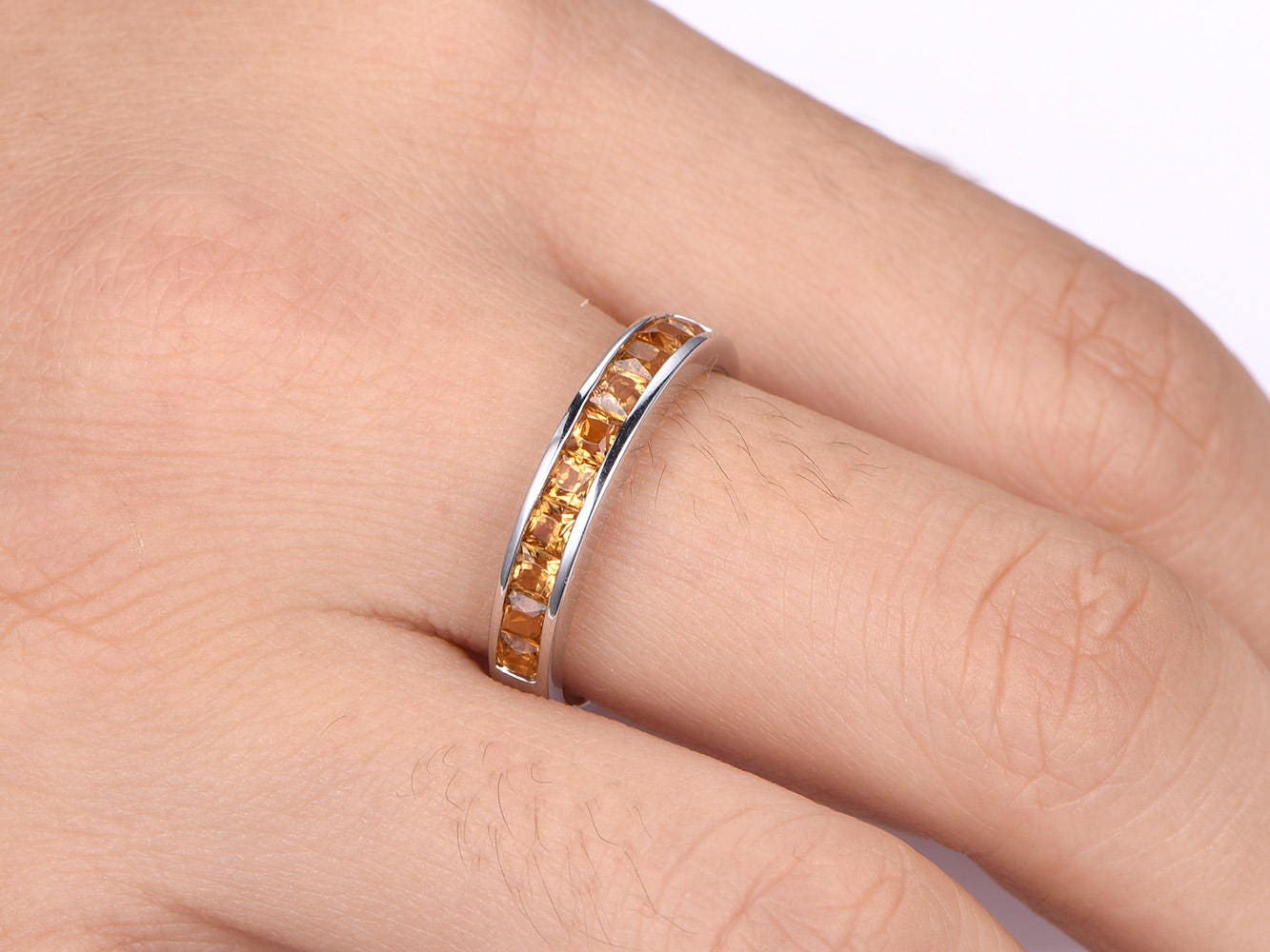 Citrine ring citrine wedding band natural birthstone ring solid 14k white gold matching band stacking ring bezel set men's ring