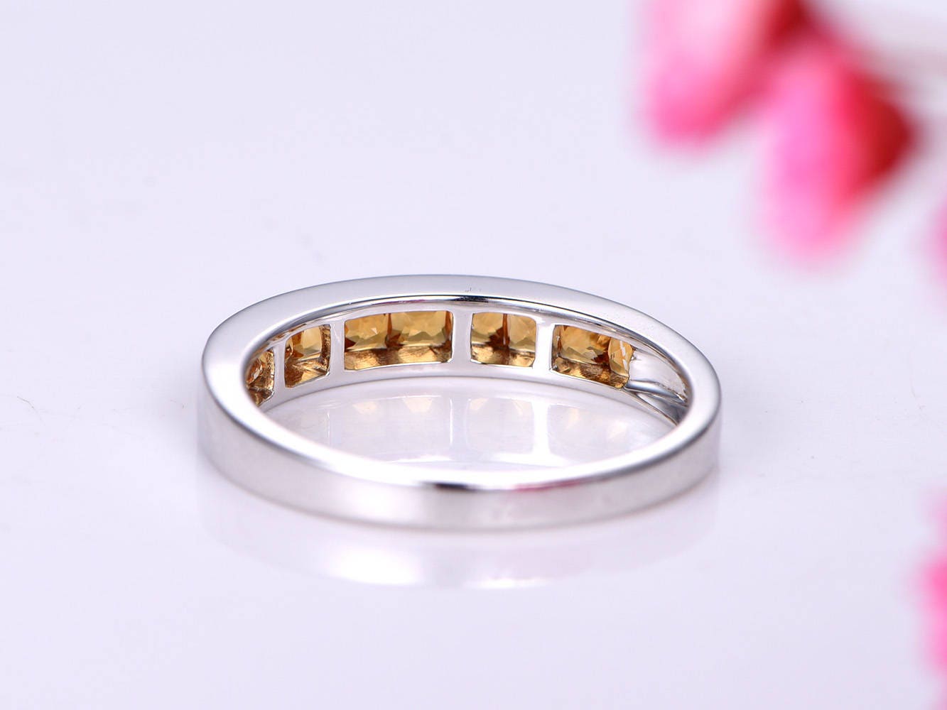 Citrine ring citrine wedding band natural birthstone ring solid 14k white gold matching band stacking ring bezel set men's ring