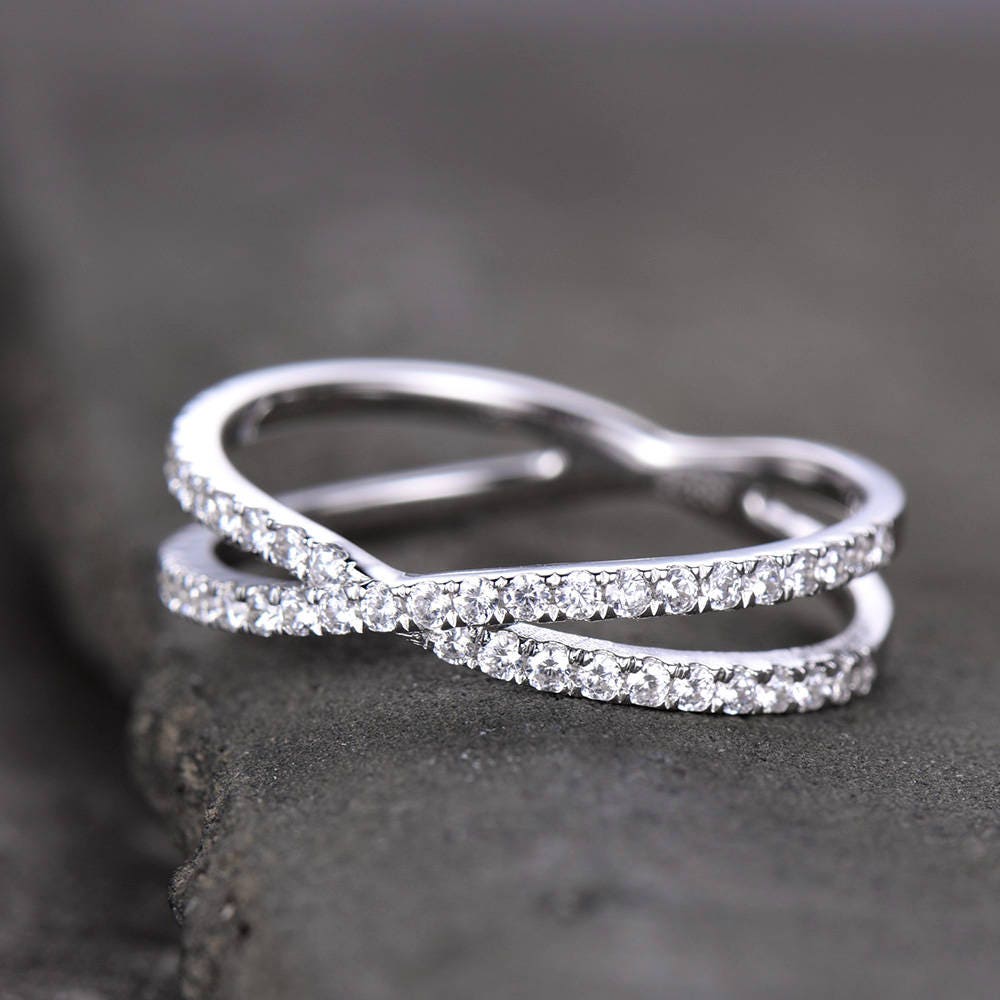 X Ring Criss Cross Ring X Cross Ring Wedding Band Gold X Ring 925 Sterling Silver Thin CZ Ring Micro Pave Ring Knuckle Ring Stacking Ring