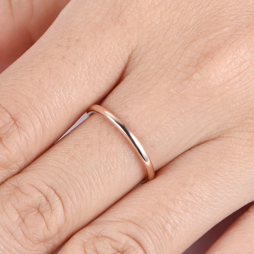 Plain gold ring simple plain gold wedding band solid 14k rose gold matching band stacking ring custom jewelry men ring