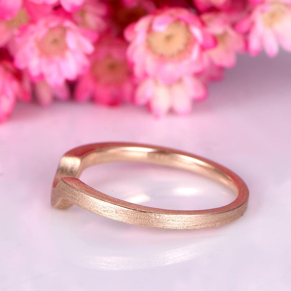 Filigree wedding band solid 14k rose gold curved plain gold band stacking ring men ring anniversary custom jewelry 14k/18k available