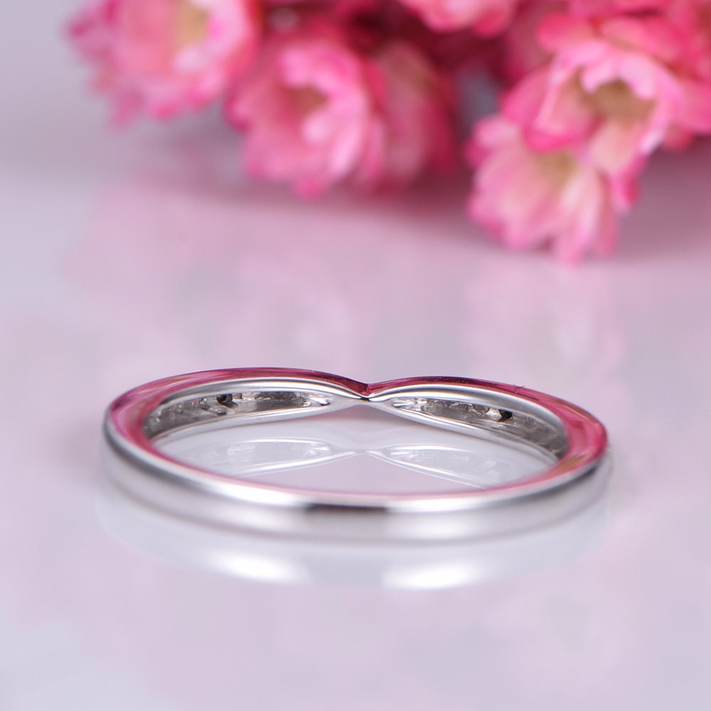 Black diamond wedding band white gold half eternity ring natural diamond and black matching stacking ring solid 14k anniversary ring