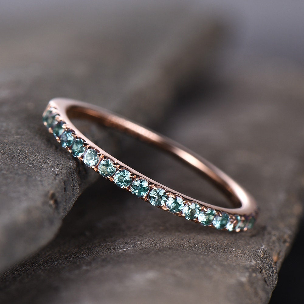 Eternity Band Alexandrite Ring Aniversary Ring Sterling Silver Matching Band Stacking Ring June Birthstone Rose Gold Plate Wedding Band