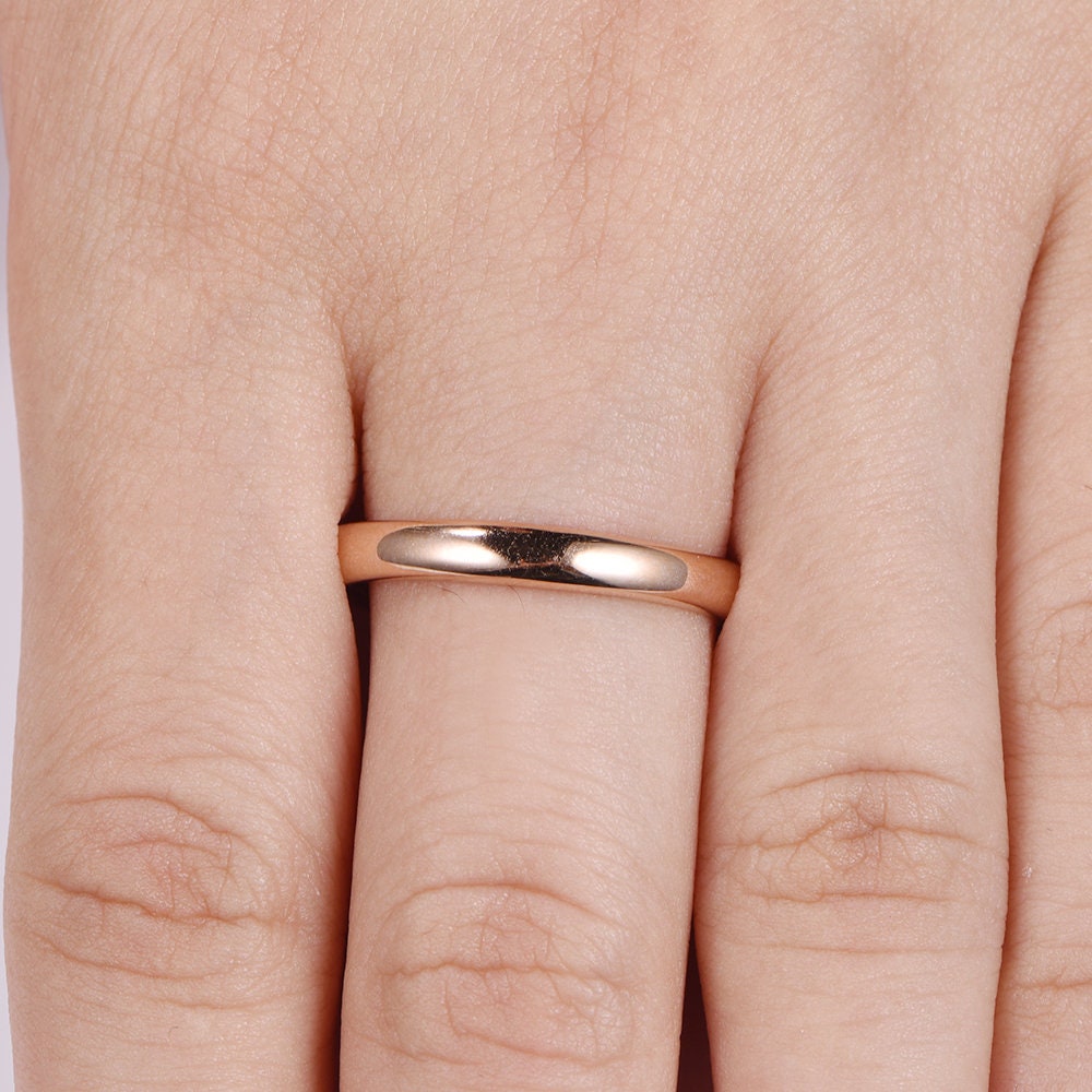 Solid 14k yellow gold wedding band plain gold ring 3mm width tranditional classic promise ring simple band men's ring