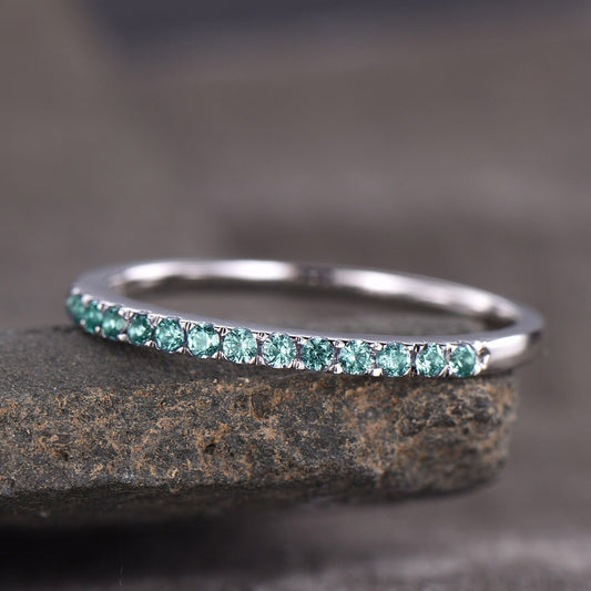 Alexandrite Ring Alexandrite Wedding Band Aniversary Ring Sterling Silver Eternity Band Stacking Ring White Gold Plated