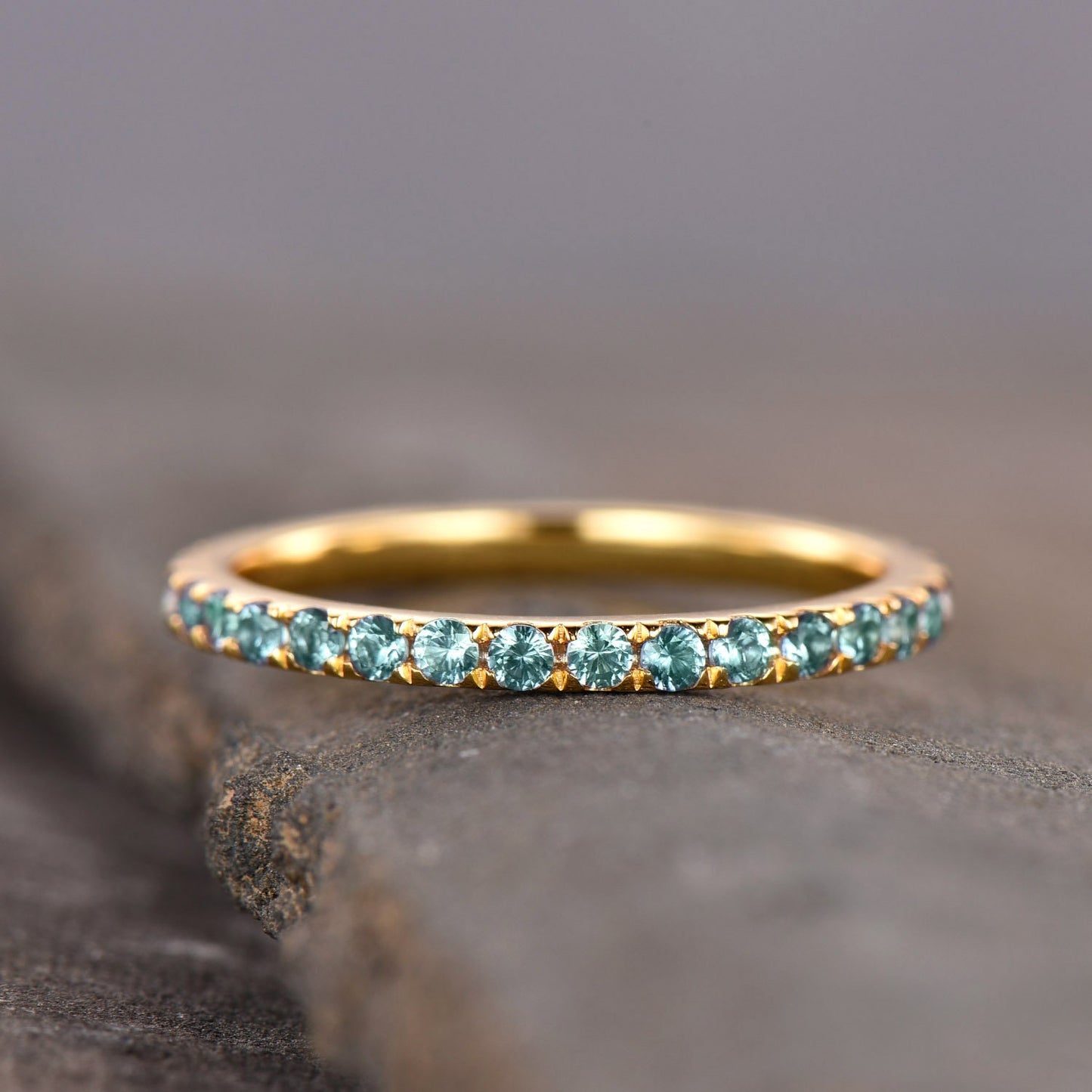 Alexandrite Ring Full Eternity Band Alexandrite Wedding Band June Birthstone Ring Sterling Sliver Yellow Gold Plated