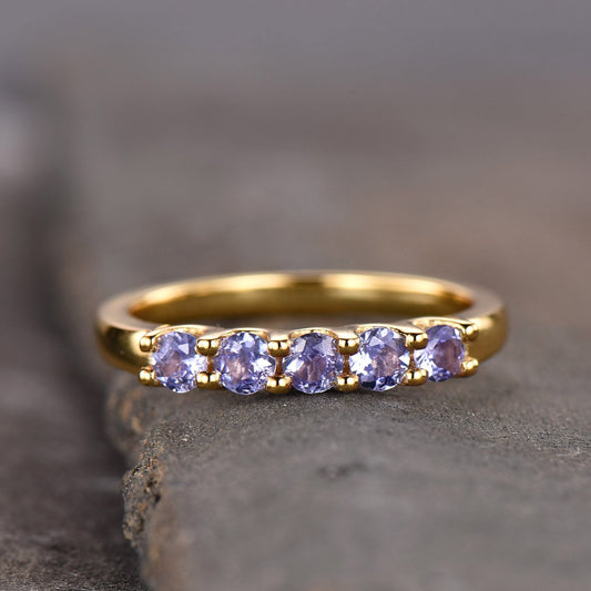 Tanzanite Ring Cluster Natural Tanzanite Wedding Ring Blue Stone Ring Tanzanite Stacking Ring December Birthstone Ring Handmade Jewelry