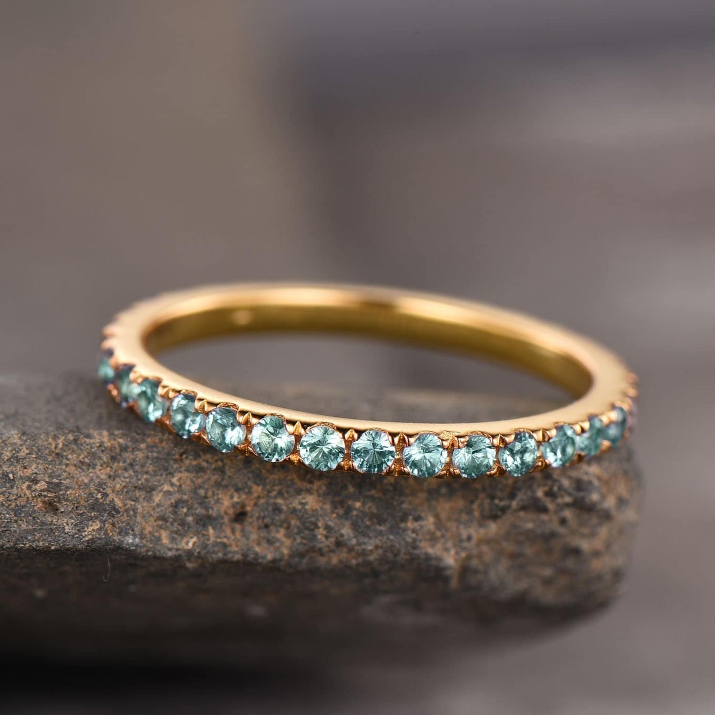 Alexandrite Ring Full Eternity Band Alexandrite Wedding Band June Birthstone Ring Sterling Sliver Yellow Gold Plated