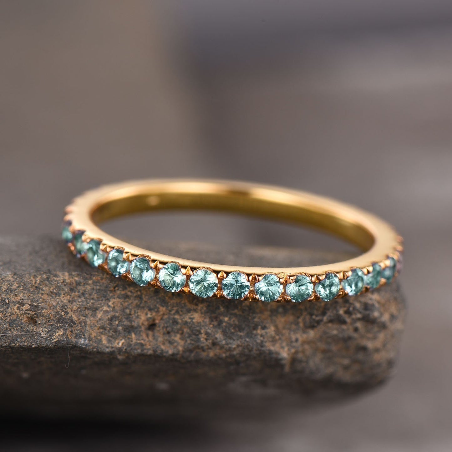 Alexandrite Ring Full Eternity Band Alexandrite Wedding Band June Birthstone Ring Sterling Sliver Yellow Gold Plated