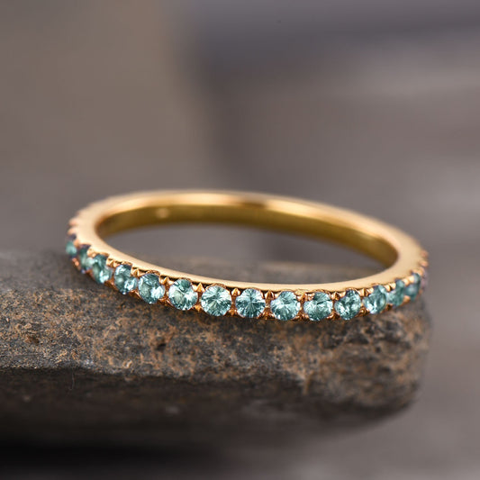 Alexandrite Ring Full Eternity Band Alexandrite Wedding Band June Birthstone Ring Sterling Sliver Yellow Gold Plated
