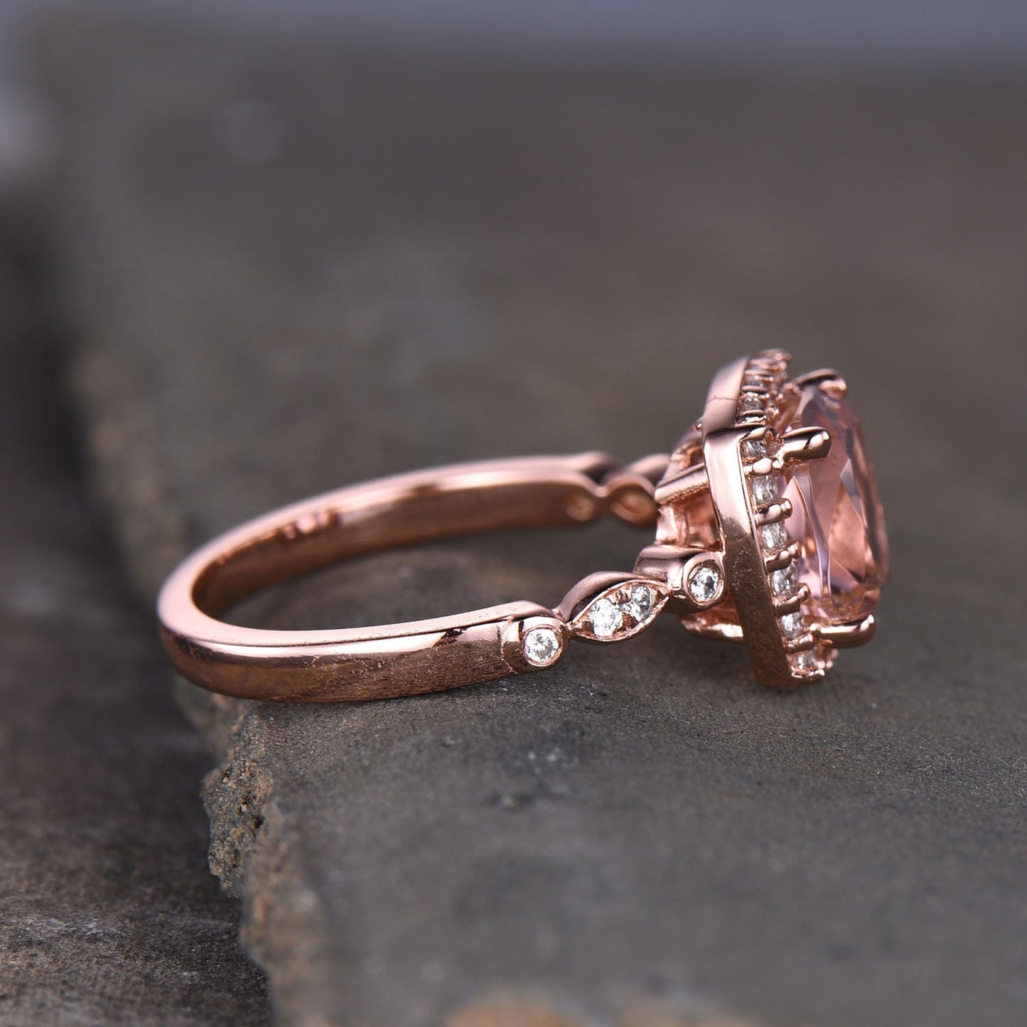 Morganite Engagement Ring, Pink Morganite Ring, Cushion Gemstone ring, Stackable Ring, Rose Gold Ring, Gift for Her, Bridal Ring, Silver