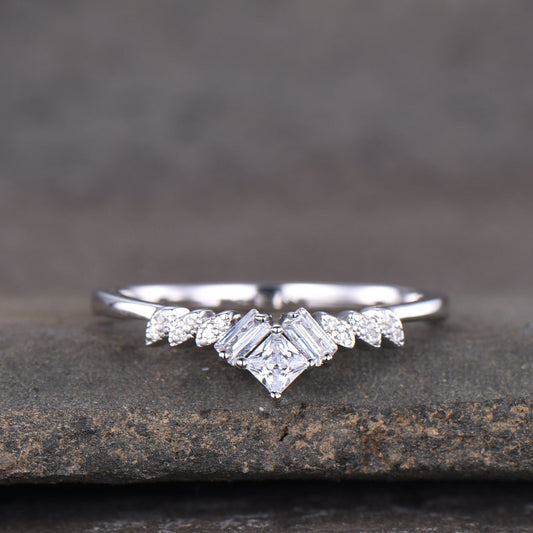 925 Sterling Silver CZ Stacking Ring, Minimalist Ring, Delicate Ring, White Gold, Wedding Anniversary Ring, Cubic Zirconia