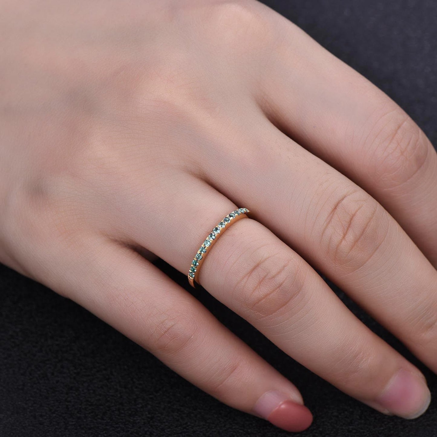 Eternity Band Alexandrite Ring Aniversary Ring Sterling Silver Matching Band Stacking Ring June Birthstone Rose Gold Plate Wedding Band