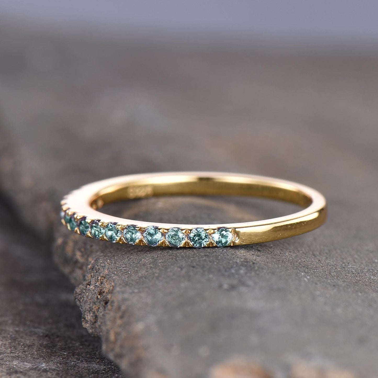 Eternity Band Alexandrite Ring Aniversary Ring Sterling Silver Matching Band Stacking Ring June Birthstone Rose Gold Plate Wedding Band