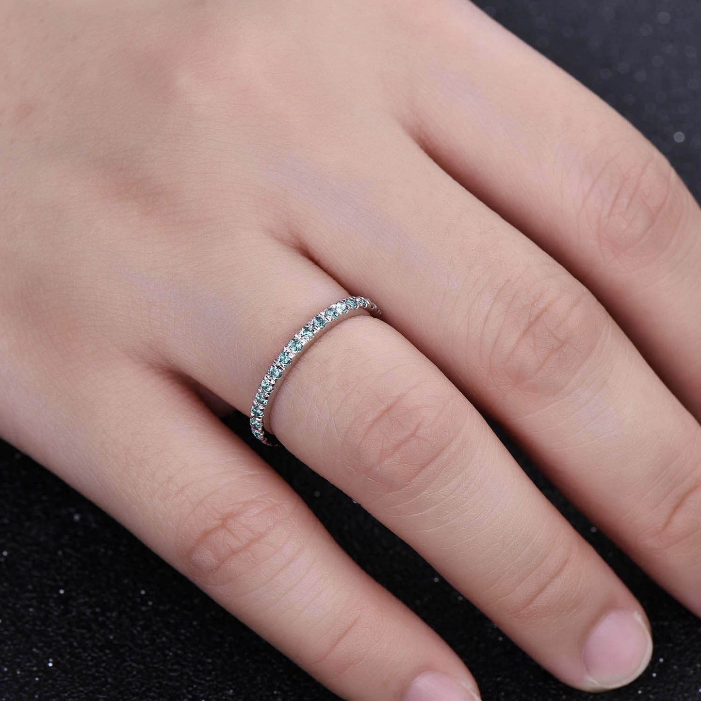 Alexandrite Ring Full Eternity Band Alexandrite Wedding Band June Birthstone Ring Sterling Sliver Yellow Gold Plated