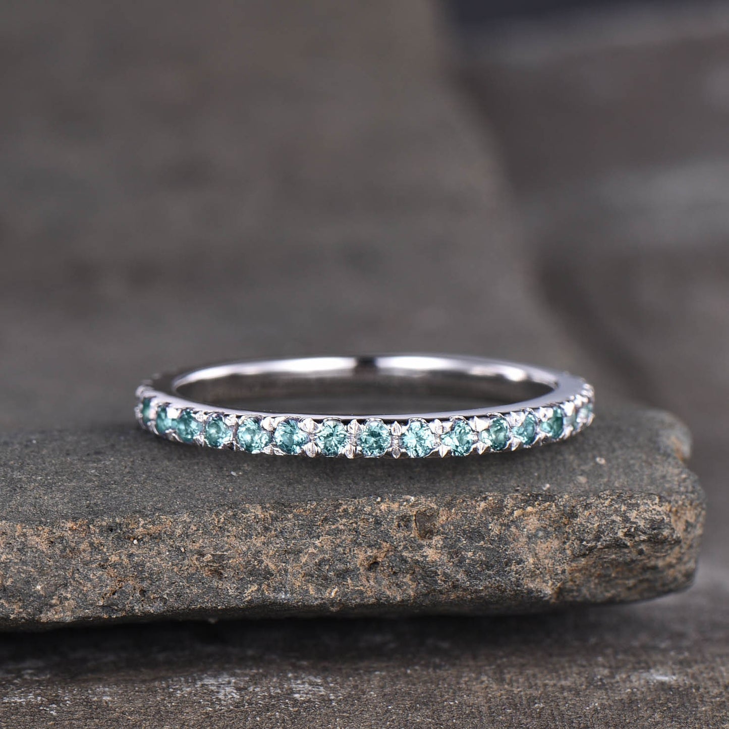 Alexandrite Ring Full Eternity Band Alexandrite Wedding Band June Birthstone Ring Sterling Sliver Yellow Gold Plated