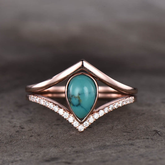 Turquoise Ring, Rose Gold Turquoise Ring, Dainty Ring, Turquoise Engagement Ring, Stacking Ring, December Birthstone Ring, Promise Ring