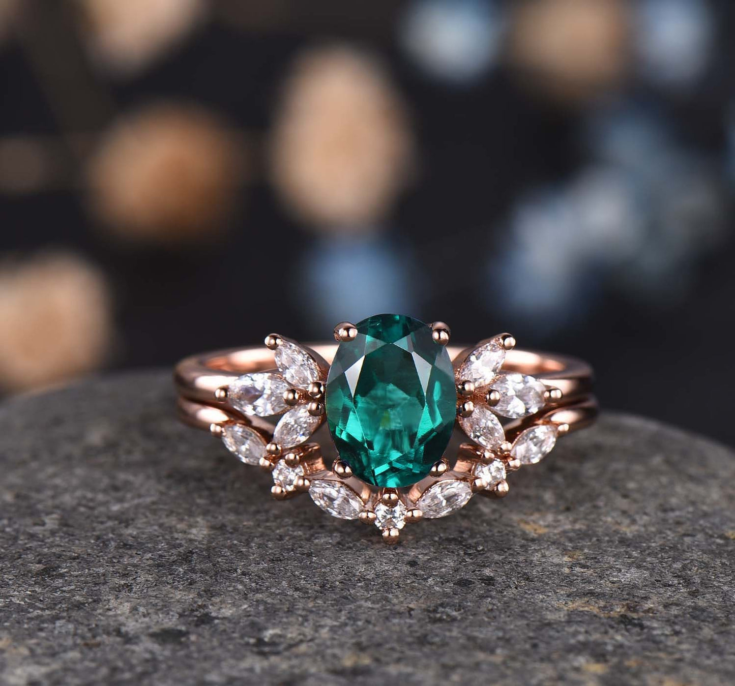 Aquamarine ring set aquamarine engagement ring moissanite band aquamarine bridal set Valentines day gift for women March birthstone Ring
