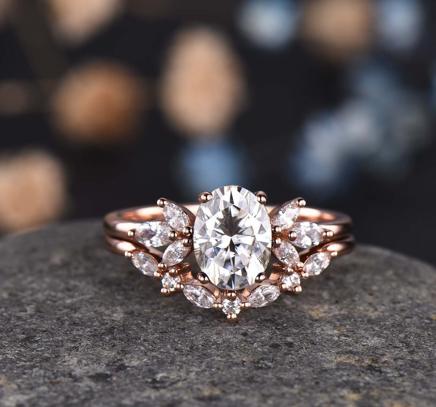 Aquamarine ring set aquamarine engagement ring moissanite band aquamarine bridal set Valentines day gift for women March birthstone Ring