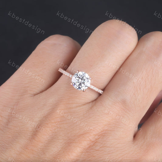 Round Cut Classic Engagement Ring, Rose Gold Wedding Ring, 1.25 Carat Carat Round Solitaire Ring, CZ Engagement Ring, Promise Ring