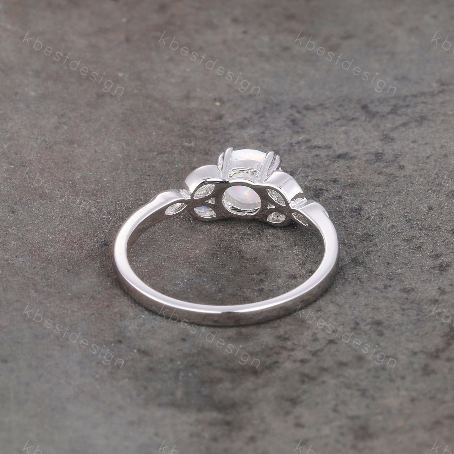Vintage Opal Engagement Ring Marquise cut Moonstone Stone Ring White Gold Opal Ring Opal Rings for Women Promise Anniversary Ring