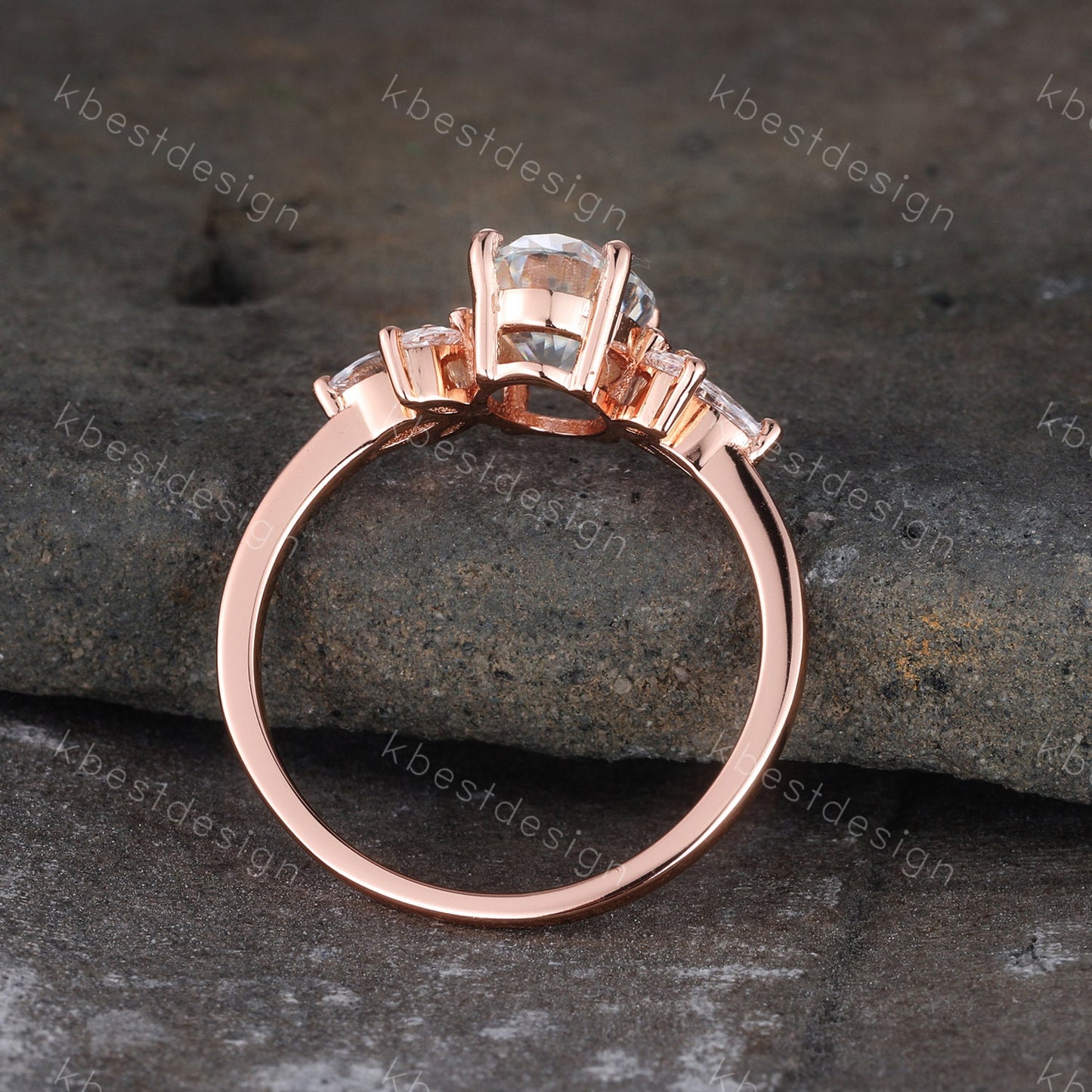 Oval Engagement Ring, Rose Gold Engagement Ring, Unique Marquise Cluster Ring, Oval Cut Ring, Promise ring, Rose Gold Wedding Ring