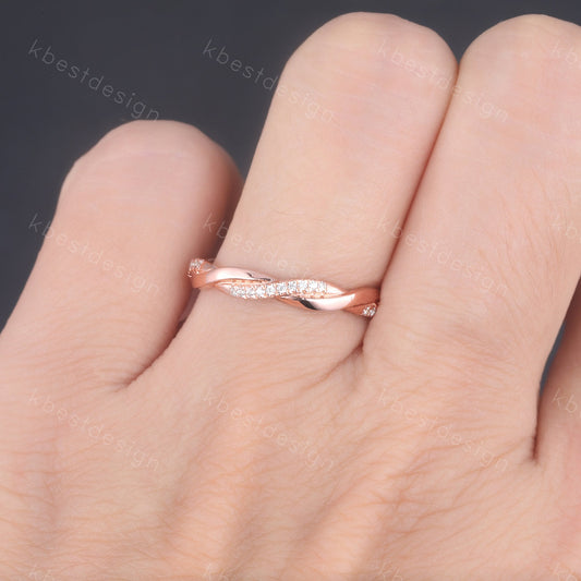 Rose Gold Twist Eternity Ring Infinity CZ Wedding Band Stacking Ring Twist Wedding Ring Minimalist Ring Bridal Handmade Ring Gift for her
