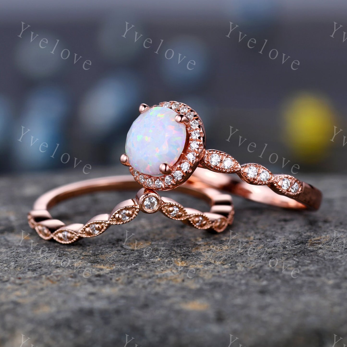 Curved shape diamond wedding band 14k rose gold art deco diamond  matching band stacking band natural conflict free stone customized