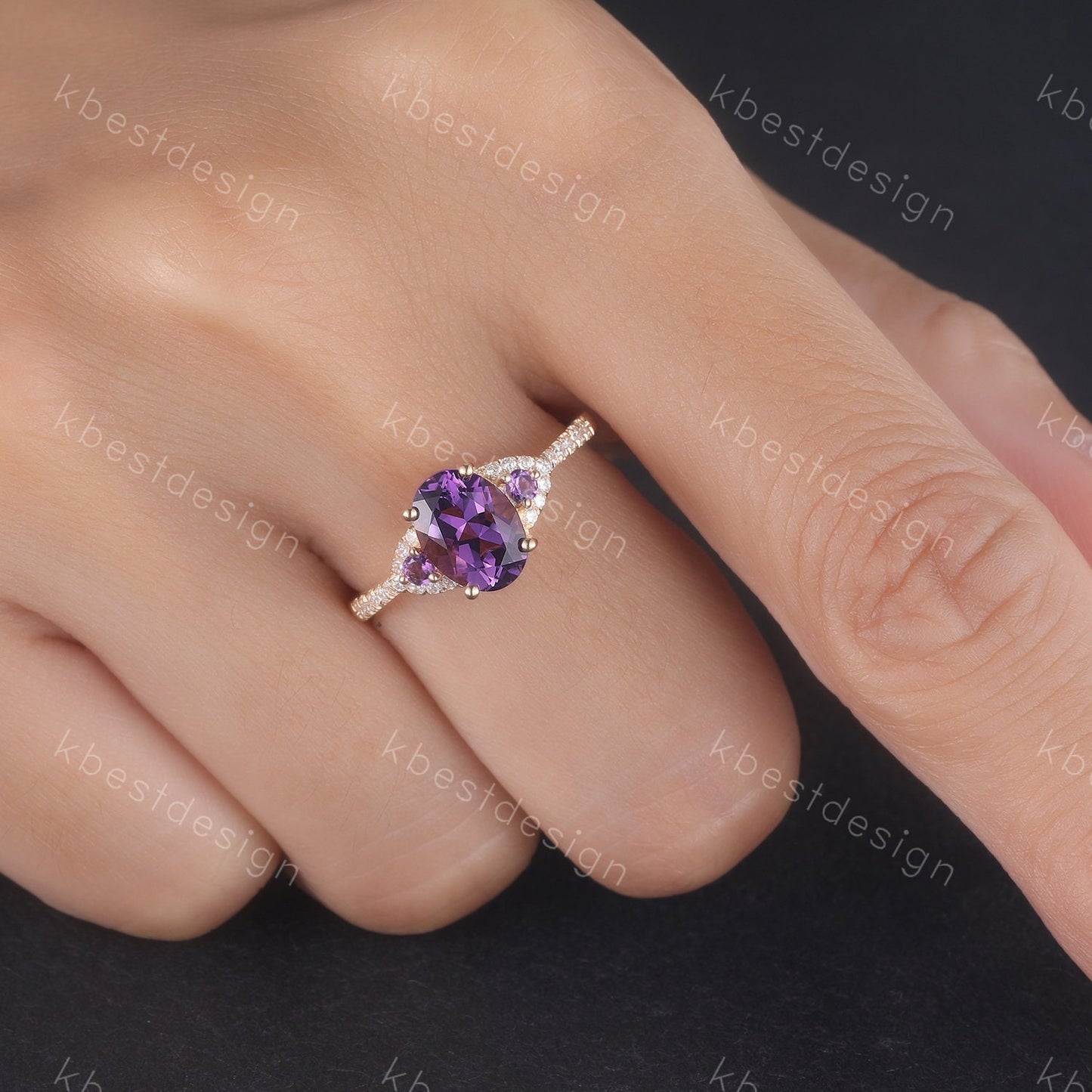 Natural Amethyst Ring, Purple Amethyst Engagement Ring, February Birthstone, Gemstone Ring, Anniversary Birthday Gift For Her, Yellow Gold