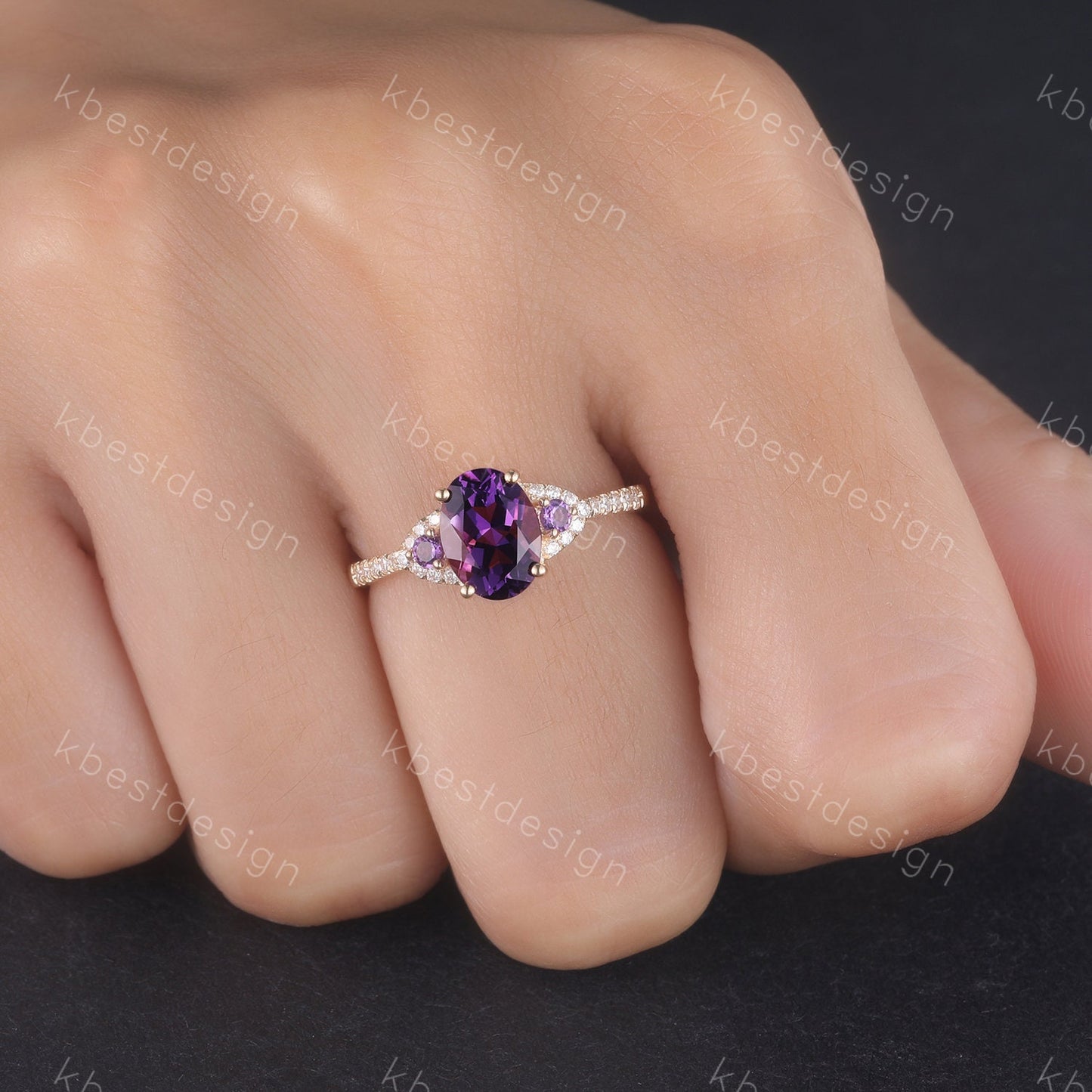 Natural Amethyst Ring, Purple Amethyst Engagement Ring, February Birthstone, Gemstone Ring, Anniversary Birthday Gift For Her, Yellow Gold