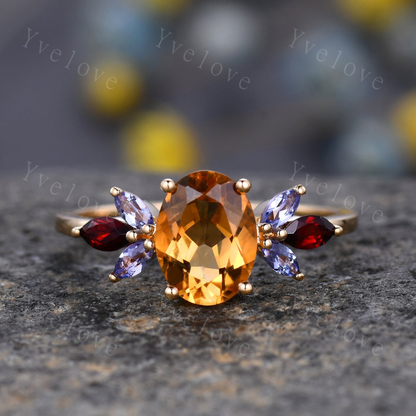 Custom order for Emelia, 9x10mm oval cut citrine, a set, white gold plated