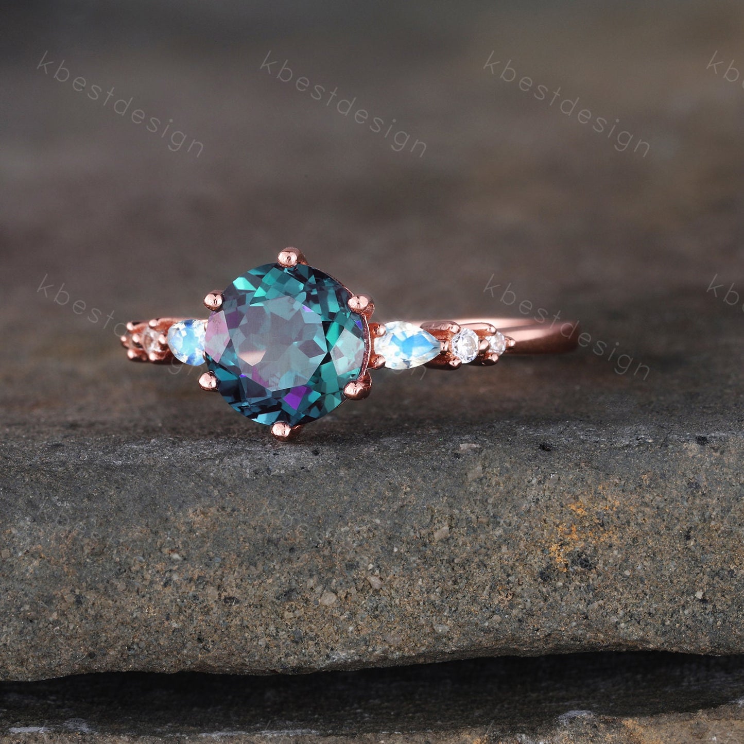 Alexandrite Ring, Alexandrite Moonstone Ring, Dainty Ring, June Birthstone Ring, Rose Gold Ring, Promise Ring, Anniversary Ring