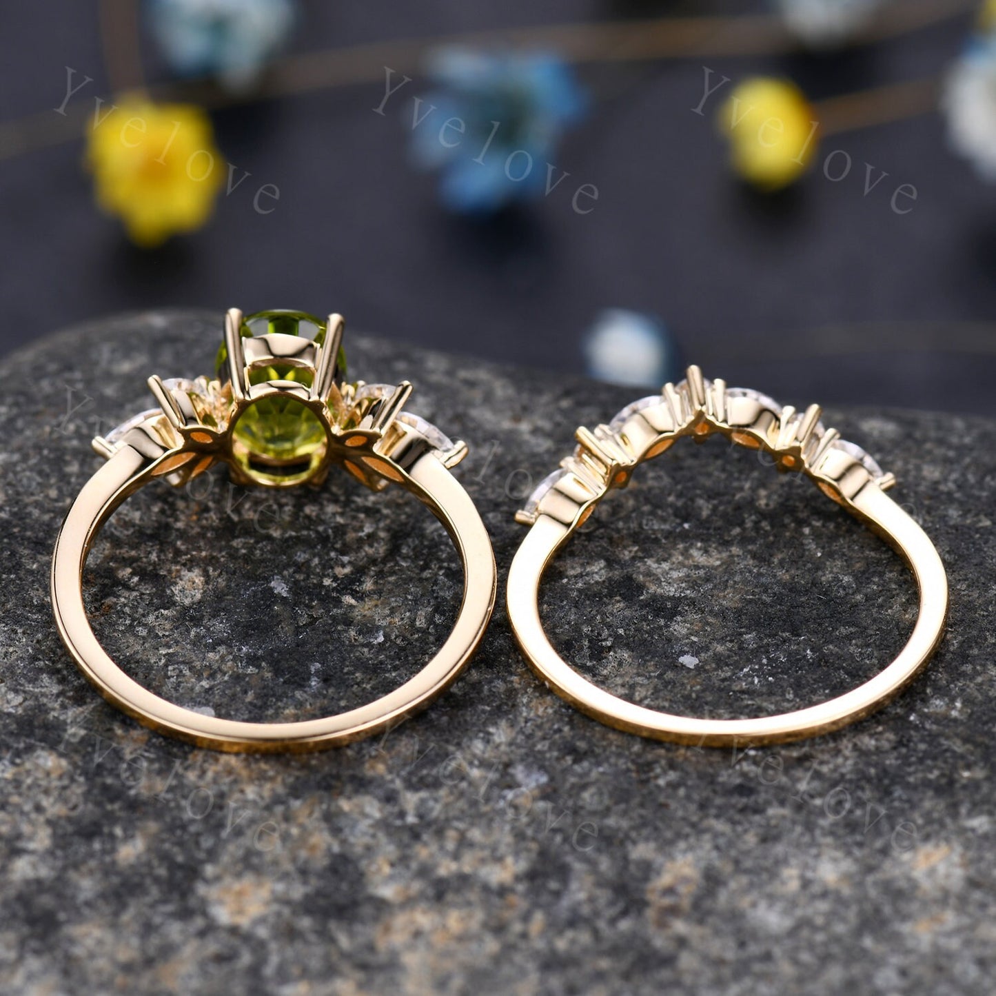 Custom order for SwiftAfro, 18k gold, center stone oval peridot and all side stone citrine stones