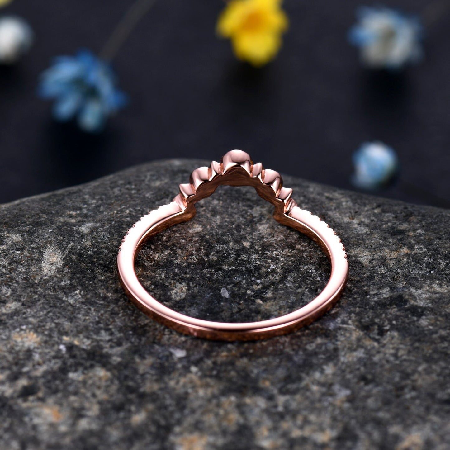 2mm Opal Engagement Ring,Opal Wedding Band,14K Rose Gold,Wedding Band,Stacking Ring,Matching Band,Promise Ring,Anniversary,Gift for Women